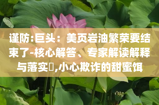 謹(jǐn)防:巨頭：美頁巖油繁榮要結(jié)束了-核心解答、專家解讀解釋與落實(shí)?,小心欺詐的甜蜜餌