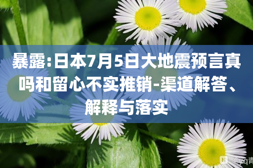 暴露:日本7月5日大地震預(yù)言真嗎和留心不實(shí)推銷-渠道解答、解釋與落實(shí)