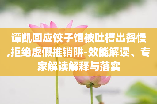 譚凱回應餃子館被吐槽出餐慢,拒絕虛假推銷阱-效能解讀、專家解讀解釋與落實