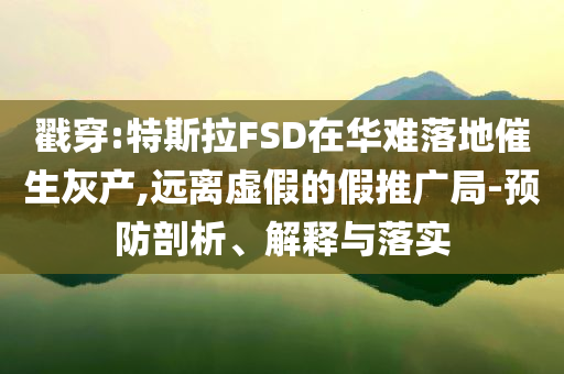 戳穿:特斯拉FSD在華難落地催生灰產(chǎn),遠離虛假的假推廣局-預防剖析、解釋與落實