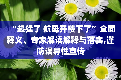 “起猛了 航母開樓下了”全面釋義、專家解讀解釋與落實,謹(jǐn)防誤導(dǎo)性宣傳