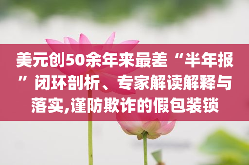 美元創(chuàng)50余年來最差“半年報”閉環(huán)剖析、專家解讀解釋與落實,謹(jǐn)防欺詐的假包裝鎖