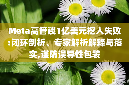 Meta高管談1億美元挖人失敗:閉環(huán)剖析、專家解析解釋與落實(shí),謹(jǐn)防誤導(dǎo)性包裝