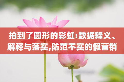 拍到了圓形的彩虹:數(shù)據(jù)釋義、解釋與落實(shí),防范不實(shí)的假營銷
