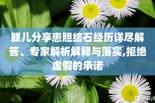 穎兒分享患膽結(jié)石經(jīng)歷詳盡解答、專家解析解釋與落實(shí),拒絕虛假的承諾