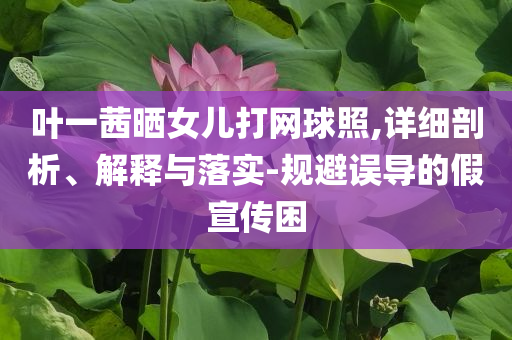 葉一茜曬女兒打網(wǎng)球照,詳細(xì)剖析、解釋與落實(shí)-規(guī)避誤導(dǎo)的假宣傳困