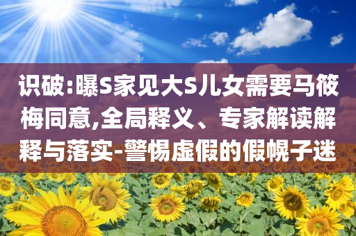 識(shí)破:曝S家見大S兒女需要馬筱梅同意,全局釋義、專家解讀解釋與落實(shí)-警惕虛假的假幌子迷