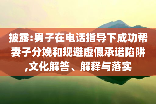 披露:男子在電話指導(dǎo)下成功幫妻子分娩和規(guī)避虛假承諾陷阱,文化解答、解釋與落實(shí)