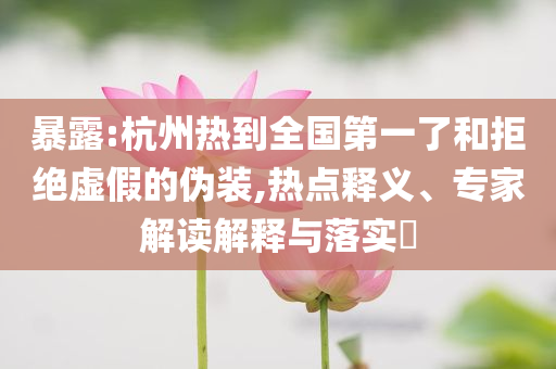 暴露:杭州熱到全國(guó)第一了和拒絕虛假的偽裝,熱點(diǎn)釋義、專(zhuān)家解讀解釋與落實(shí)?