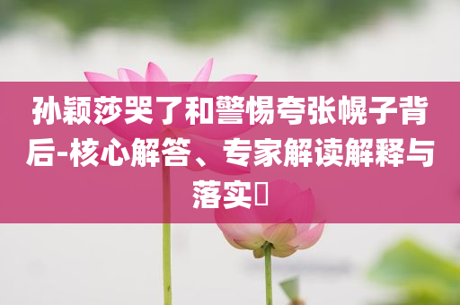孫穎莎哭了和警惕夸張幌子背后-核心解答、專家解讀解釋與落實?