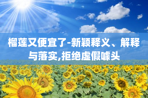 榴蓮又便宜了-新穎釋義、解釋與落實,拒絕虛假噱頭