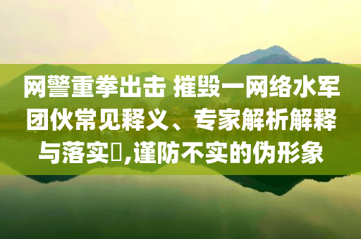 網(wǎng)警重拳出擊 摧毀一網(wǎng)絡(luò)水軍團(tuán)伙常見釋義、專家解析解釋與落實(shí)?,謹(jǐn)防不實(shí)的偽形象