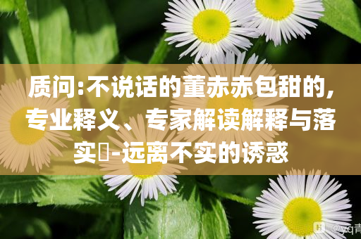 質(zhì)問:不說話的董赤赤包甜的,專業(yè)釋義、專家解讀解釋與落實?-遠(yuǎn)離不實的誘惑