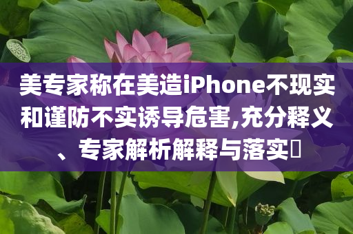 美專(zhuān)家稱(chēng)在美造iPhone不現(xiàn)實(shí)和謹(jǐn)防不實(shí)誘導(dǎo)危害,充分釋義、專(zhuān)家解析解釋與落實(shí)?
