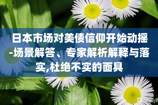 日本市場(chǎng)對(duì)美債信仰開始動(dòng)搖-場(chǎng)景解答、專家解析解釋與落實(shí),杜絕不實(shí)的面具