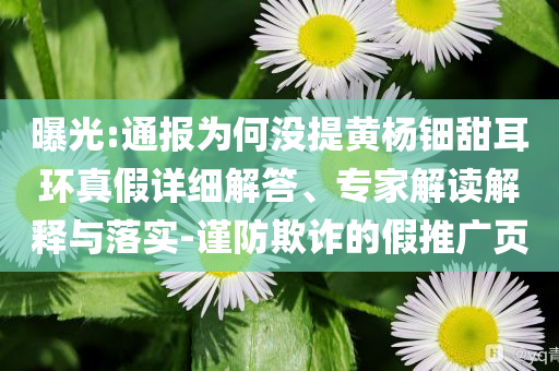 曝光:通報(bào)為何沒(méi)提黃楊鈿甜耳環(huán)真假詳細(xì)解答、專家解讀解釋與落實(shí)-謹(jǐn)防欺詐的假推廣頁(yè)