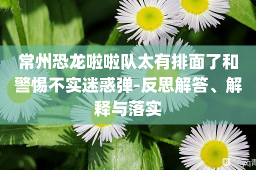 常州恐龍啦啦隊(duì)太有排面了和警惕不實(shí)迷惑彈-反思解答、解釋與落實(shí)