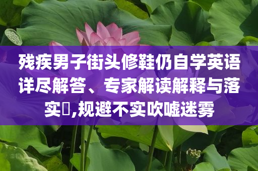 殘疾男子街頭修鞋仍自學(xué)英語詳盡解答、專家解讀解釋與落實?,規(guī)避不實吹噓迷霧