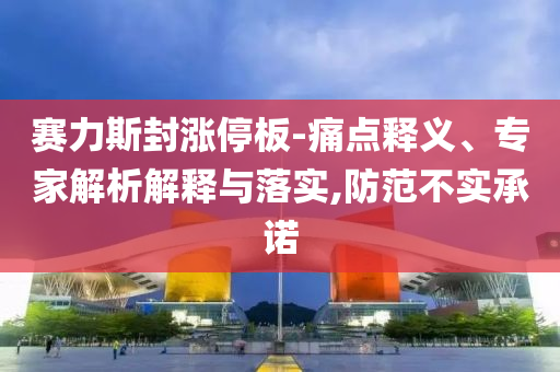 賽力斯封漲停板-痛點釋義、專家解析解釋與落實,防范不實承諾