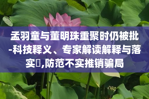 孟羽童與董明珠重聚時(shí)仍被批-科技釋義、專家解讀解釋與落實(shí)?,防范不實(shí)推銷騙局