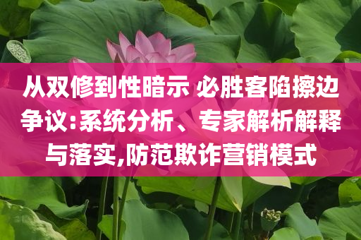 從雙修到性暗示 必勝客陷擦邊爭(zhēng)議:系統(tǒng)分析、專家解析解釋與落實(shí),防范欺詐營銷模式