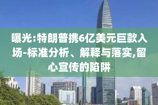 曝光:特朗普攜6億美元巨款入場(chǎng)-標(biāo)準(zhǔn)分析、解釋與落實(shí),留心宣傳的陷阱