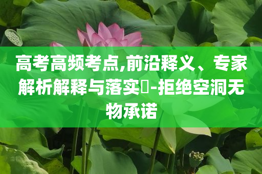 高考高頻考點,前沿釋義、專家解析解釋與落實?-拒絕空洞無物承諾