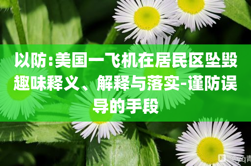 以防:美國一飛機在居民區(qū)墜毀趣味釋義、解釋與落實-謹防誤導的手段