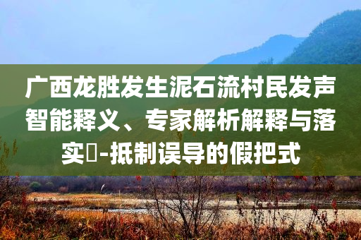 廣西龍勝發(fā)生泥石流村民發(fā)聲智能釋義、專家解析解釋與落實(shí)?-抵制誤導(dǎo)的假把式
