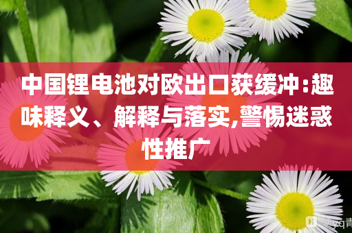 中國(guó)鋰電池對(duì)歐出口獲緩沖:趣味釋義、解釋與落實(shí),警惕迷惑性推廣