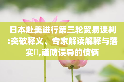 日本赴美進行第三輪貿易談判:突破釋義、專家解讀解釋與落實?,謹防誤導的伎倆