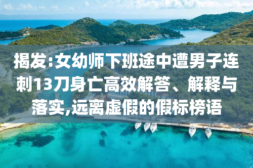揭發(fā):女幼師下班途中遭男子連刺13刀身亡高效解答、解釋與落實(shí),遠(yuǎn)離虛假的假標(biāo)榜語