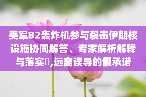 美軍B2轟炸機(jī)參與襲擊伊朗核設(shè)施協(xié)同解答、專家解析解釋與落實(shí)?,遠(yuǎn)離誤導(dǎo)的假承諾