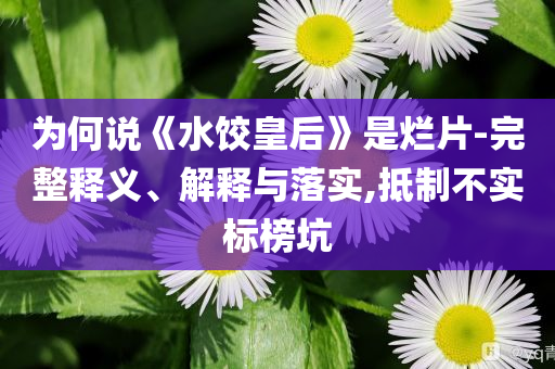 為何說(shuō)《水餃皇后》是爛片-完整釋義、解釋與落實(shí),抵制不實(shí)標(biāo)榜坑