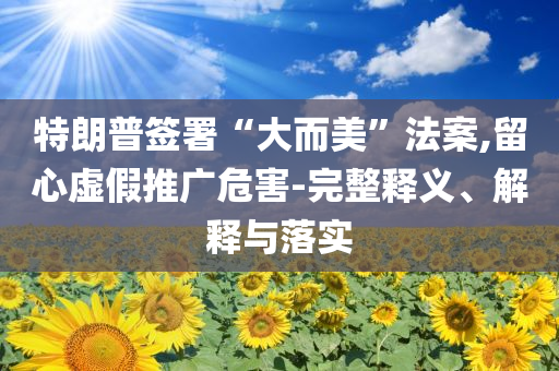 特朗普簽署“大而美”法案,留心虛假推廣危害-完整釋義、解釋與落實(shí)