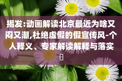 揭發(fā):動(dòng)畫(huà)解讀北京最近為啥又悶又潮,杜絕虛假的假宣傳風(fēng)-個(gè)人釋義、專(zhuān)家解讀解釋與落實(shí)?