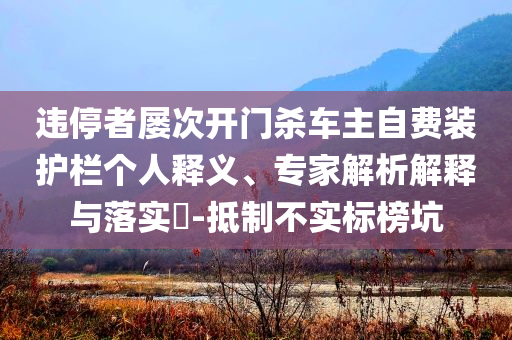 違停者屢次開門殺車主自費裝護欄個人釋義、專家解析解釋與落實?-抵制不實標榜坑