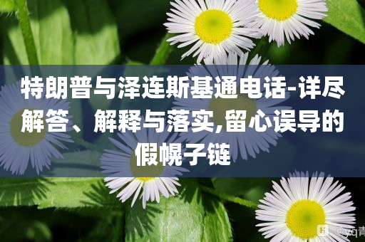 特朗普與澤連斯基通電話-詳盡解答、解釋與落實,留心誤導的假幌子鏈
