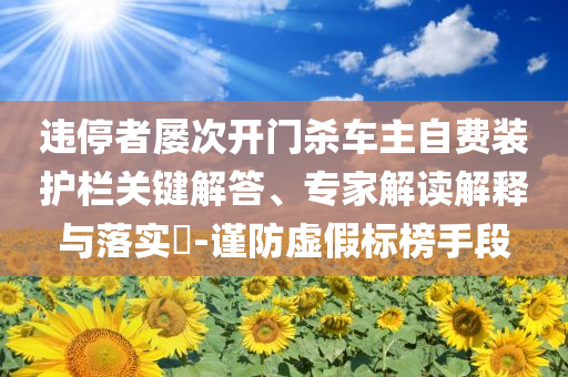 違停者屢次開門殺車主自費裝護欄關(guān)鍵解答、專家解讀解釋與落實?-謹(jǐn)防虛假標(biāo)榜手段