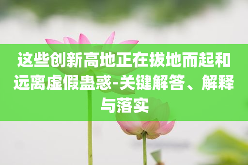 這些創(chuàng)新高地正在拔地而起和遠(yuǎn)離虛假蠱惑-關(guān)鍵解答、解釋與落實