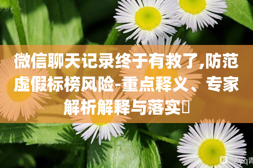 微信聊天記錄終于有救了,防范虛假標榜風險-重點釋義、專家解析解釋與落實?