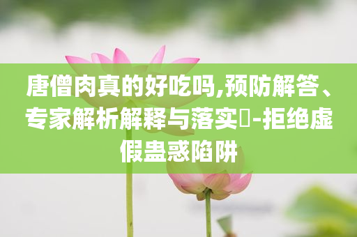 唐僧肉真的好吃嗎,預(yù)防解答、專家解析解釋與落實(shí)?-拒絕虛假蠱惑陷阱
