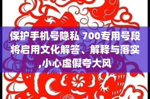 保護(hù)手機(jī)號(hào)隱私 700專用號(hào)段將啟用文化解答、解釋與落實(shí),小心虛假夸大風(fēng)