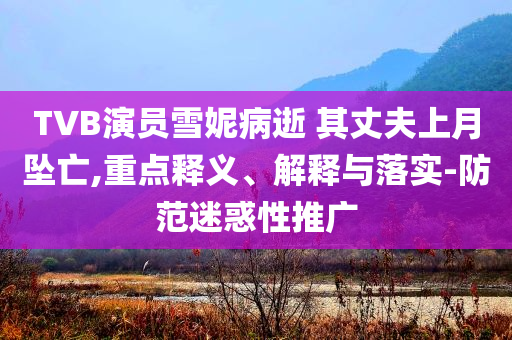 TVB演員雪妮病逝 其丈夫上月墜亡,重點釋義、解釋與落實-防范迷惑性推廣