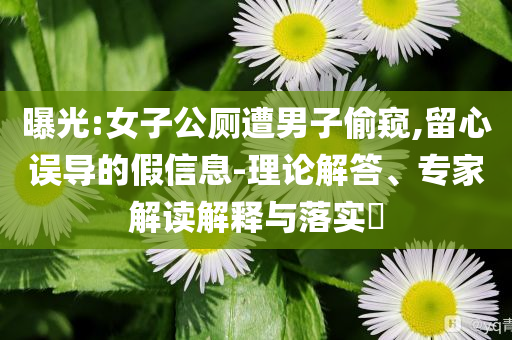 曝光:女子公廁遭男子偷窺,留心誤導(dǎo)的假信息-理論解答、專家解讀解釋與落實(shí)?