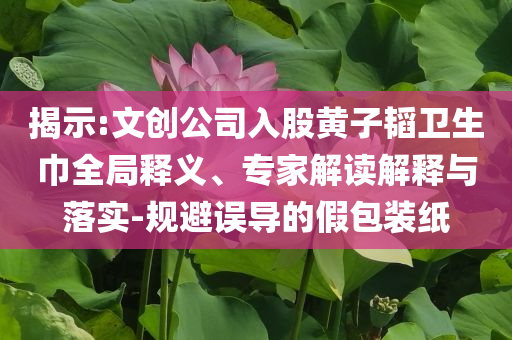 揭示:文創(chuàng)公司入股黃子韜衛(wèi)生巾全局釋義、專家解讀解釋與落實(shí)-規(guī)避誤導(dǎo)的假包裝紙