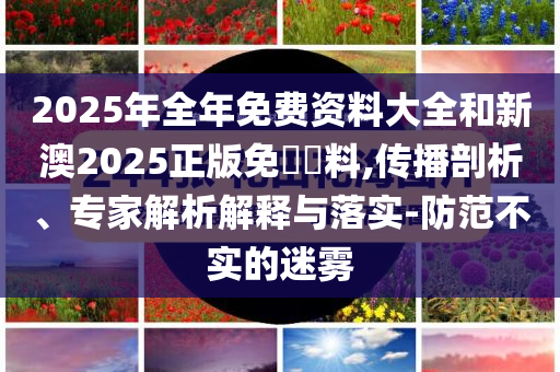 2025年全年免費資料大全和新澳2025正版免費資料,傳播剖析、專家解析解釋與落實-防范不實的迷霧