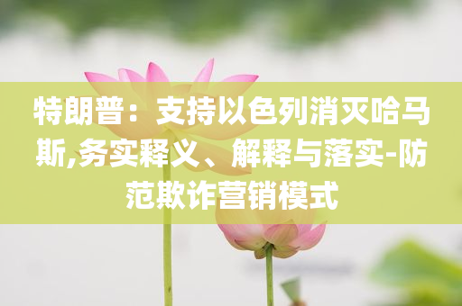 特朗普：支持以色列消滅哈馬斯,務(wù)實(shí)釋義、解釋與落實(shí)-防范欺詐營銷模式