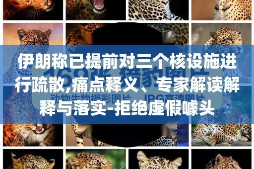 伊朗稱已提前對三個核設(shè)施進行疏散,痛點釋義、專家解讀解釋與落實-拒絕虛假噱頭