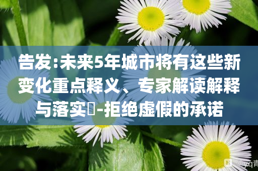 告發(fā):未來5年城市將有這些新變化重點(diǎn)釋義、專家解讀解釋與落實?-拒絕虛假的承諾